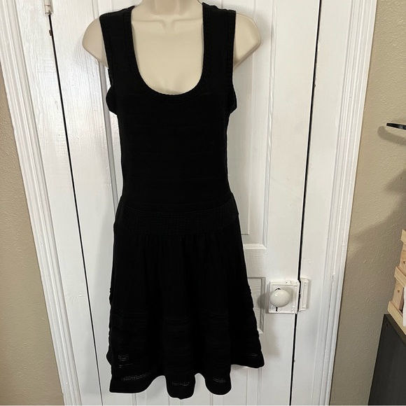 Sandro Black Crochet Knit Fit and Flare Sleeveless Dress Size 2 - Picture 1 of 6